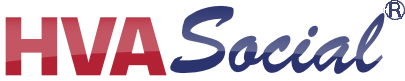 HVA Social nonprofit logo in red and blue with registered trademark symbol