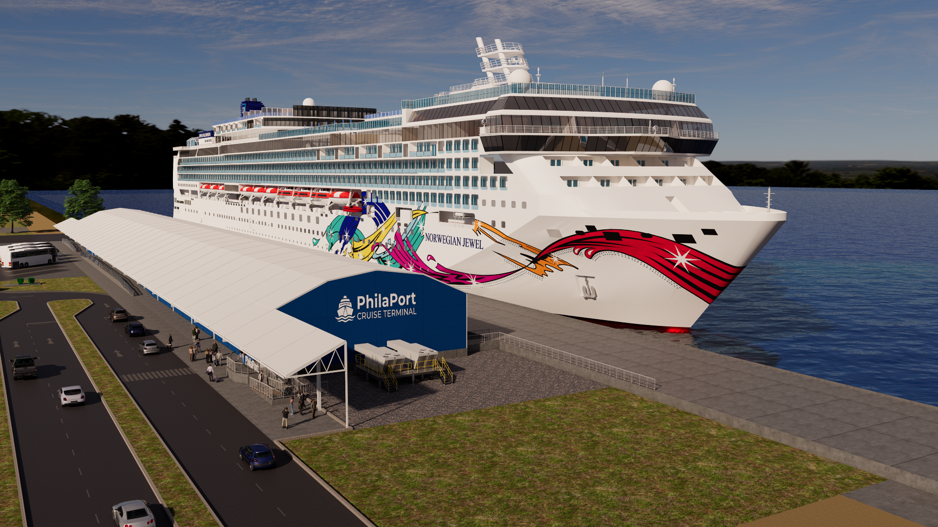 Norwegian Jewel docked at the Philadelphia Cruise Terminal opening in 2026