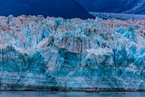 Tidewater glacier in Alaska Inside Passage viewed from cruise ship
