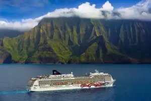 Pride of America cruise ship sailing through the Hawaiian islands
