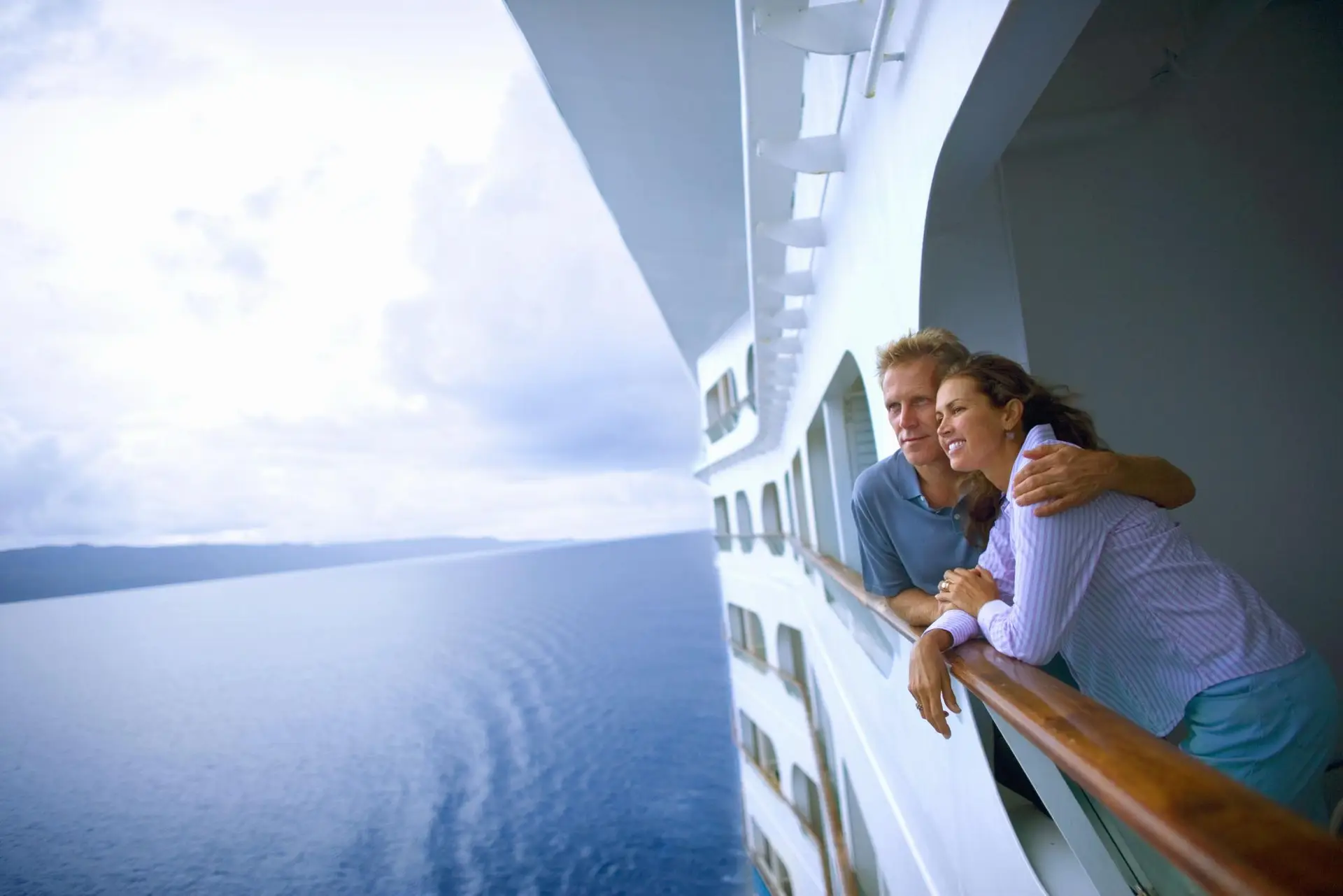 Couple relaxing on cruise ship deck